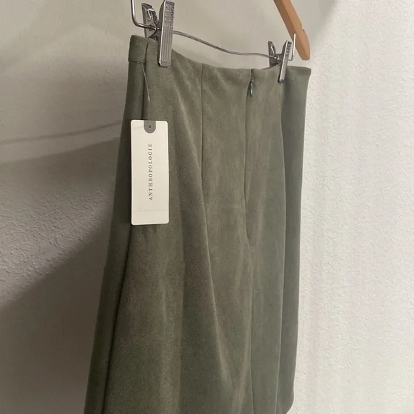 Anthropologie Suede Mini Skirt In A Moss Green - Picture 6 of 9